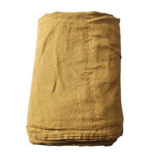 Bed Threads Unisex 100% French Flax Linen Flat Sheet King Mustard Yellow